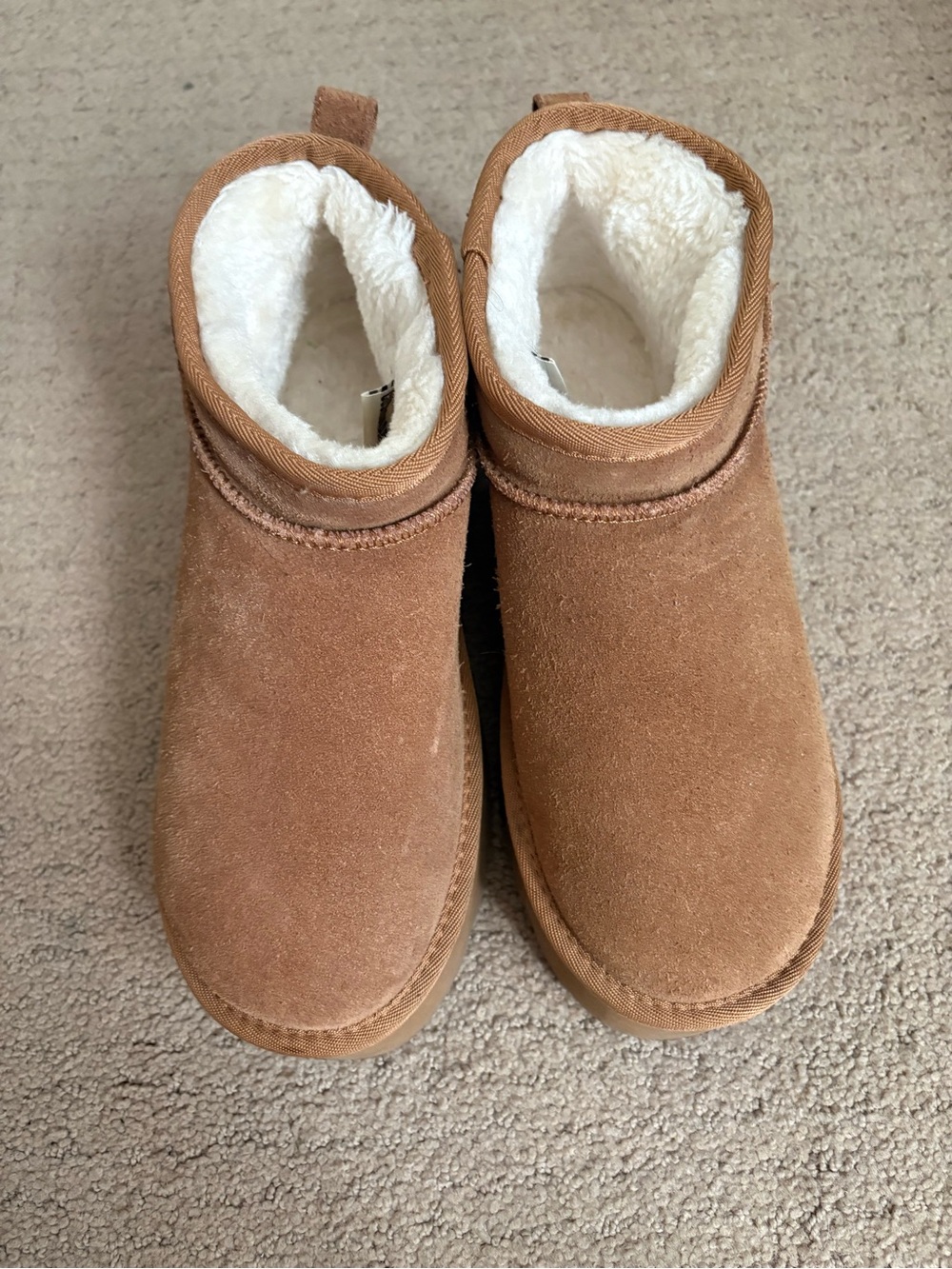 Platform Ugg slip on boots - Faux-Suede Slip-On Boot - Brown